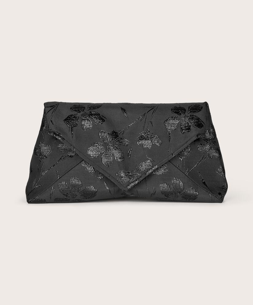 Tasche mit gestickten Blumen, Black