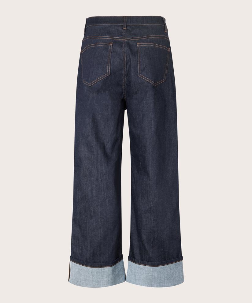 Jeans mit Stretch und Umschlag, Dark Denim