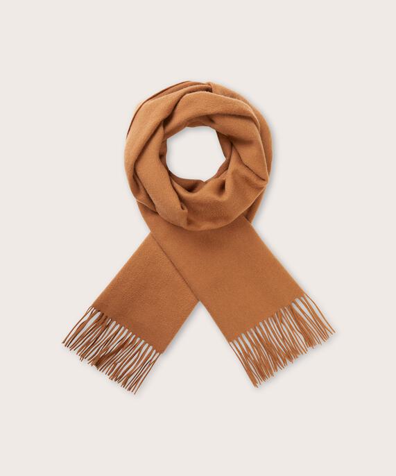großer Wollschal mit Fransen, Tobacco Brown