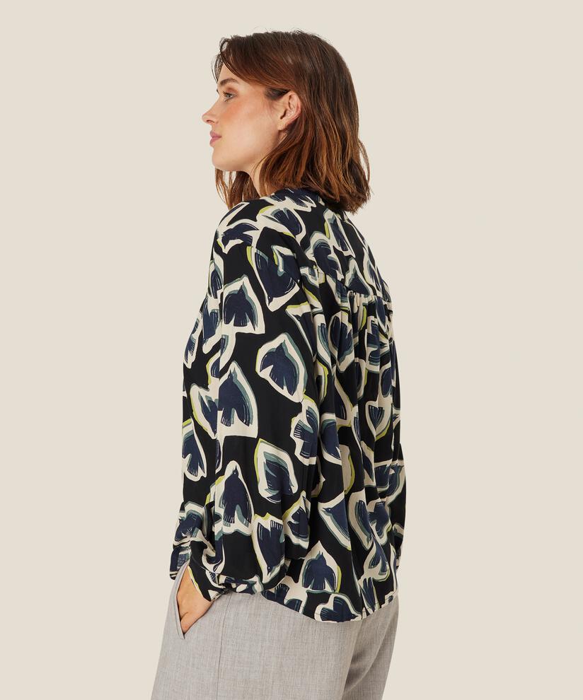 Viskosebluse mit Bindedetail im Nacken, Maritime Blue