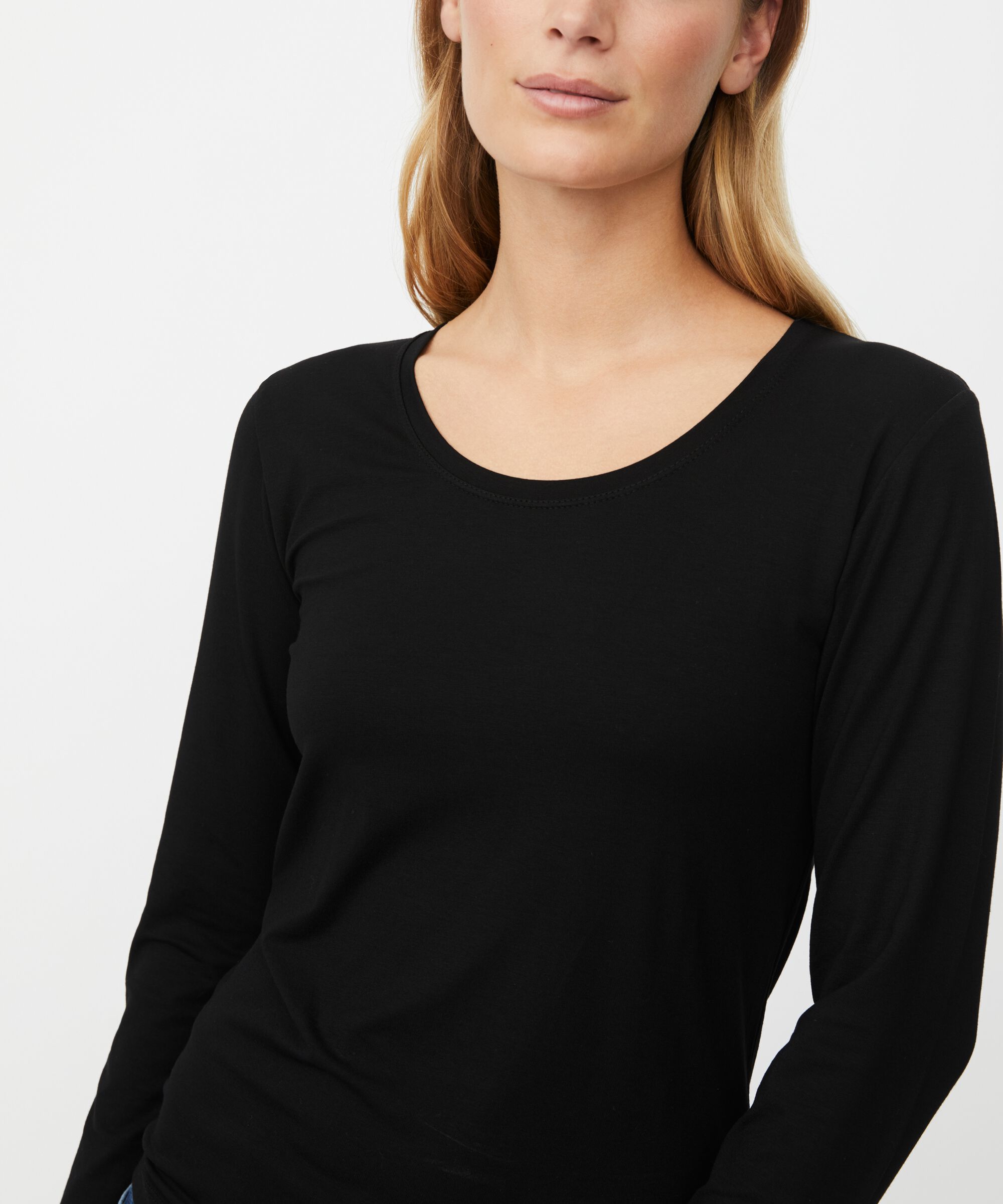 Weiches Jersey-top Mit Langen Ärmeln, Black