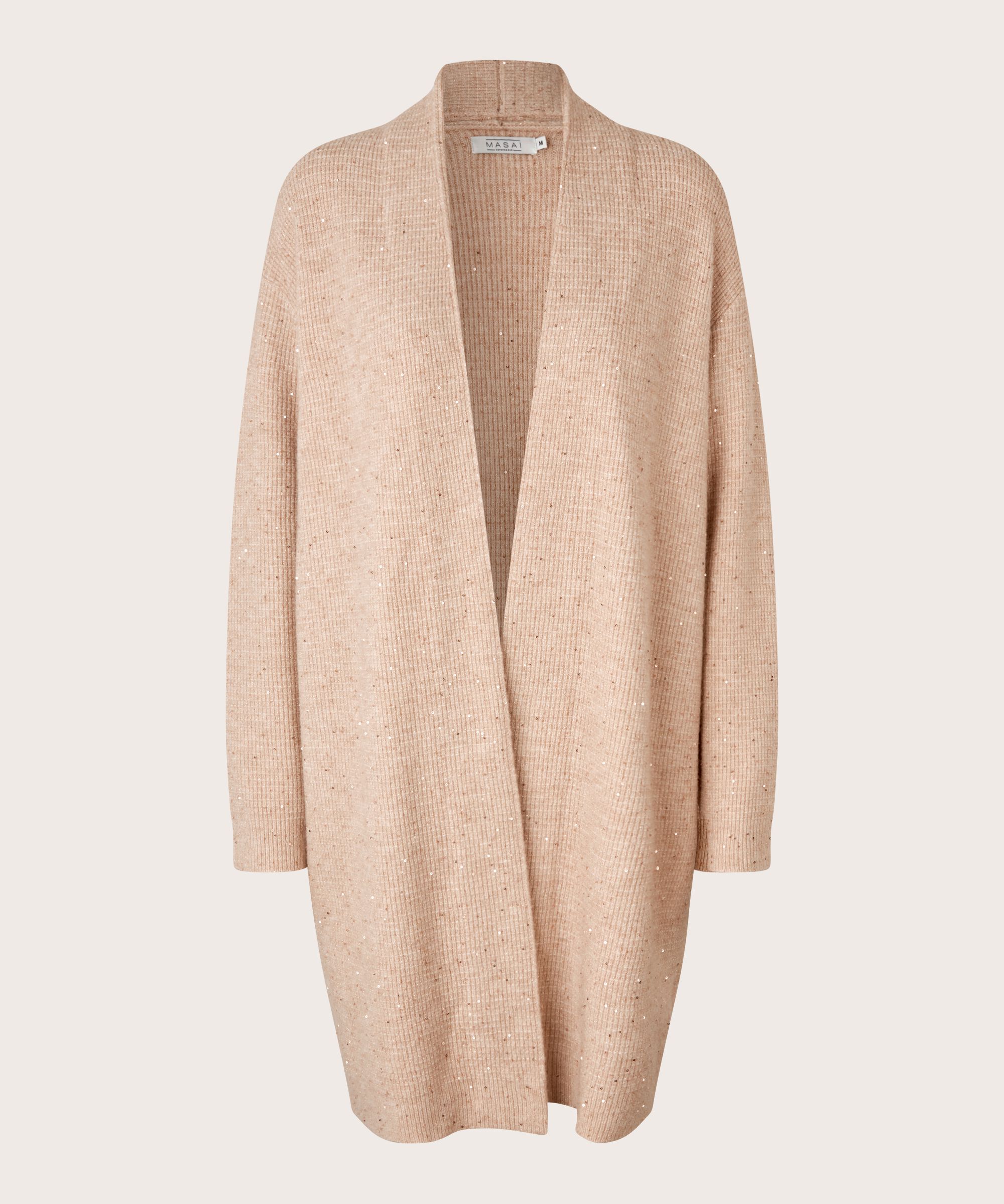 Cardigan aus Wollmix mit Pailletten, Bisquit