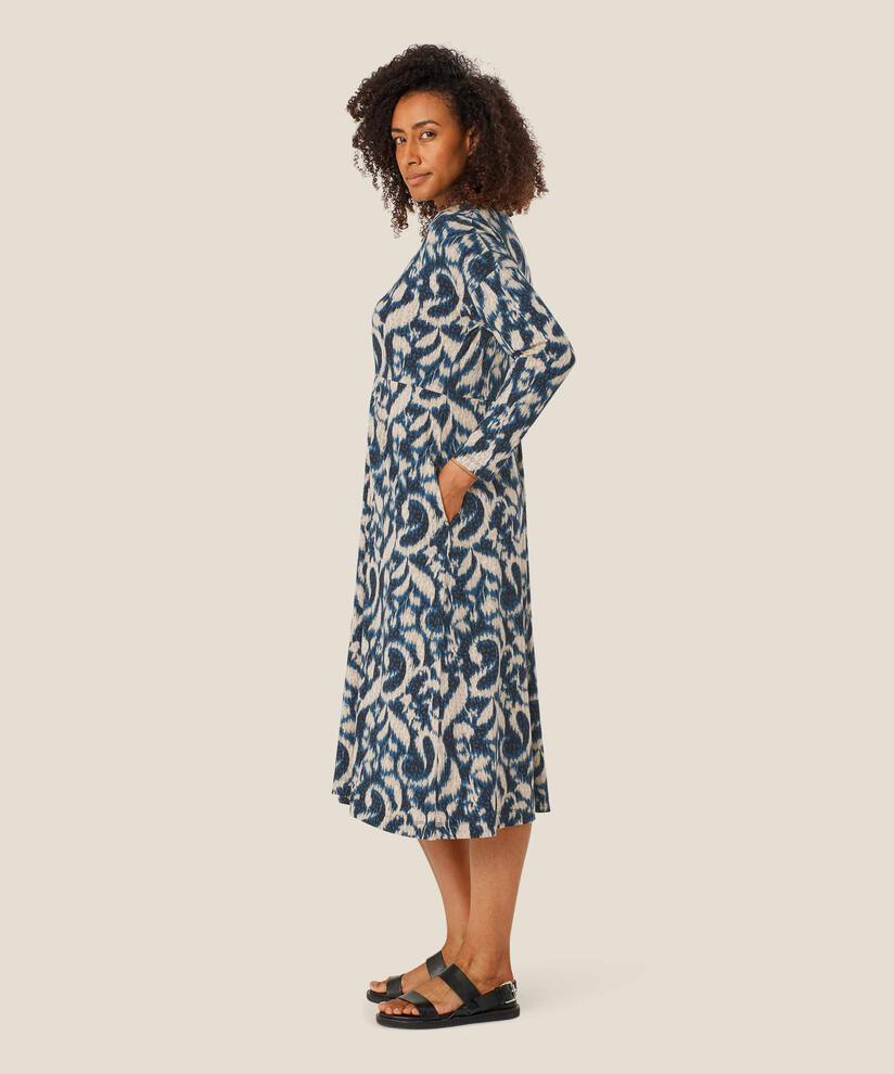 Jerseykleid mit V-Ausschnitt und Eingrifftaschen, Moonlit Ocean