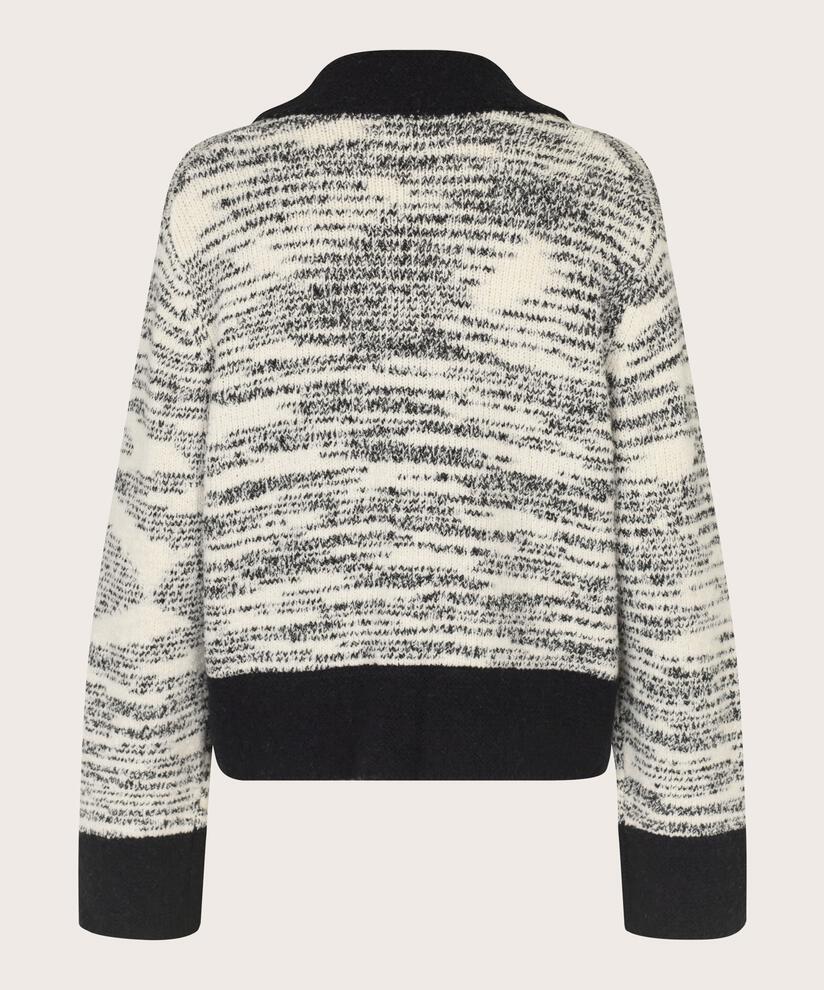 Melange-Cardigan mit kontrastierenden Kanten, Black