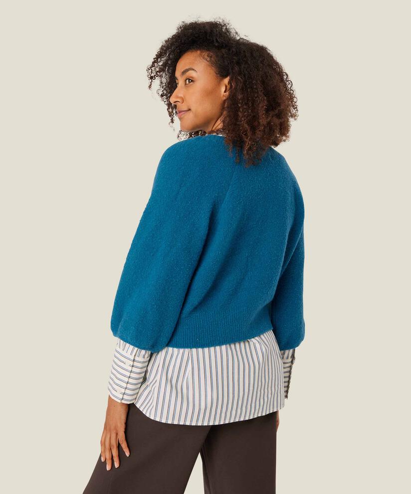 Kurzer Cardigan mit Ballonärmeln aus Wollmischung, Celestial