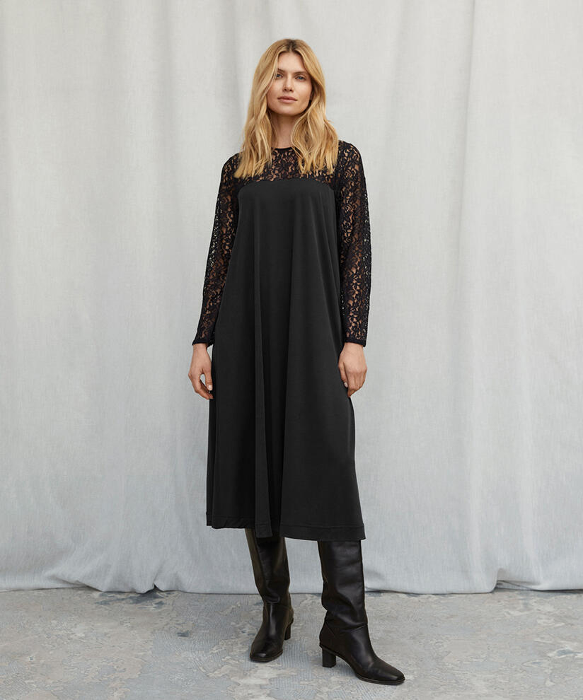 NERIDA JERSEY KLEID, Black