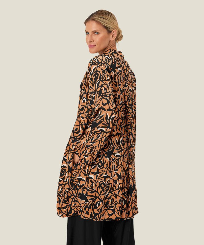 Bedruckte Viskose-Tunika mit langen Ärmeln, Bisquit