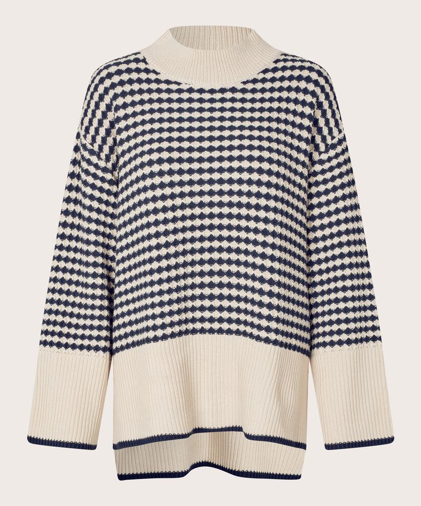 Hochgeschlossener Strickpullover aus Baumwolle, Mood Indigo