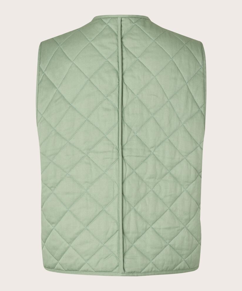 Steppweste mit Paspeldetails, Frosty Green