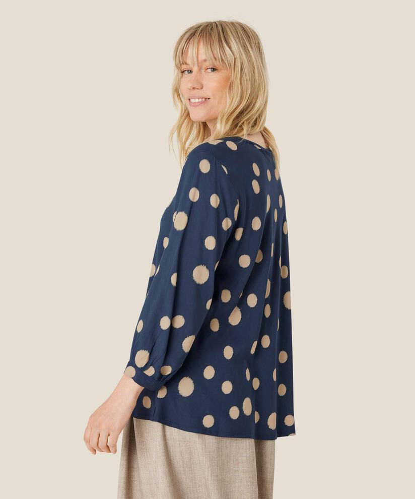 Bedruckte Viskosebluse mit V-Ausschnitt, Moonlit Ocean