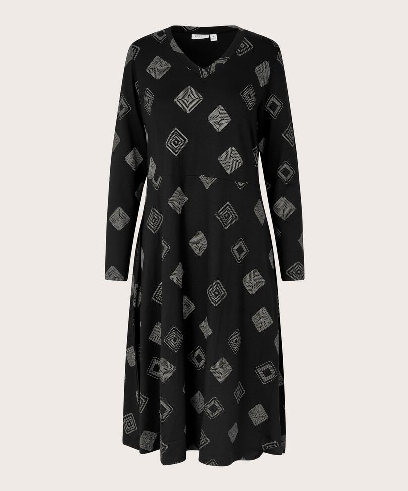 bedrucktes Jerseykleid mit Eingrifftaschen, Black