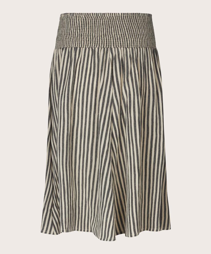 Gestreifter Rock aus Baumwollmischung mit gesmokter Taille, Black