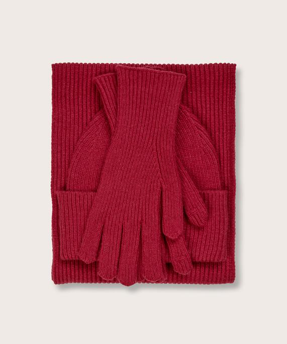 Set mit Mütze, Handschuhen und Schal, Scarlet Sage