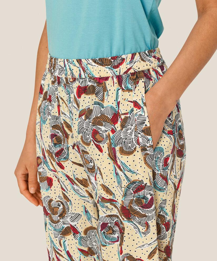 bedruckte Viskosehose mit elastischem Bund und Eingrifftaschen, Soybean