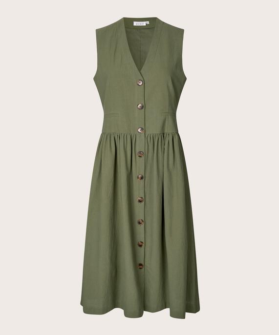Durchgeknöpftes ärmelloses Baumwollkleid, Four Clover