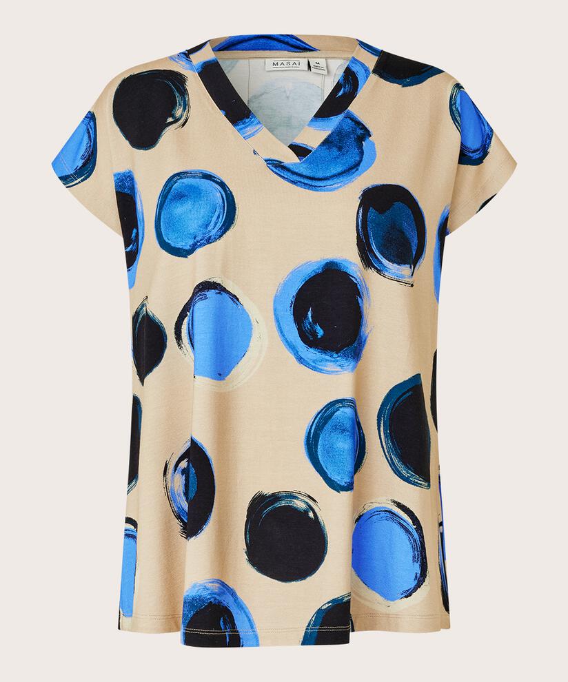 Bedrucktes T-shirt Mit V-ausschnitt, Ultramarine