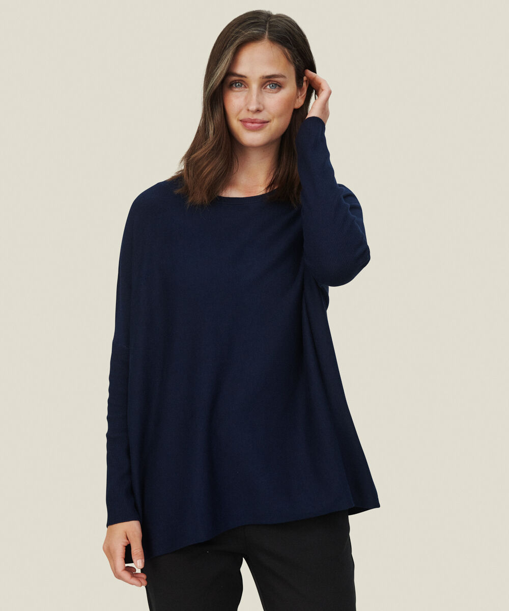 Oversize-pullover Mit Schmalen &Auml;rmeln, Navy