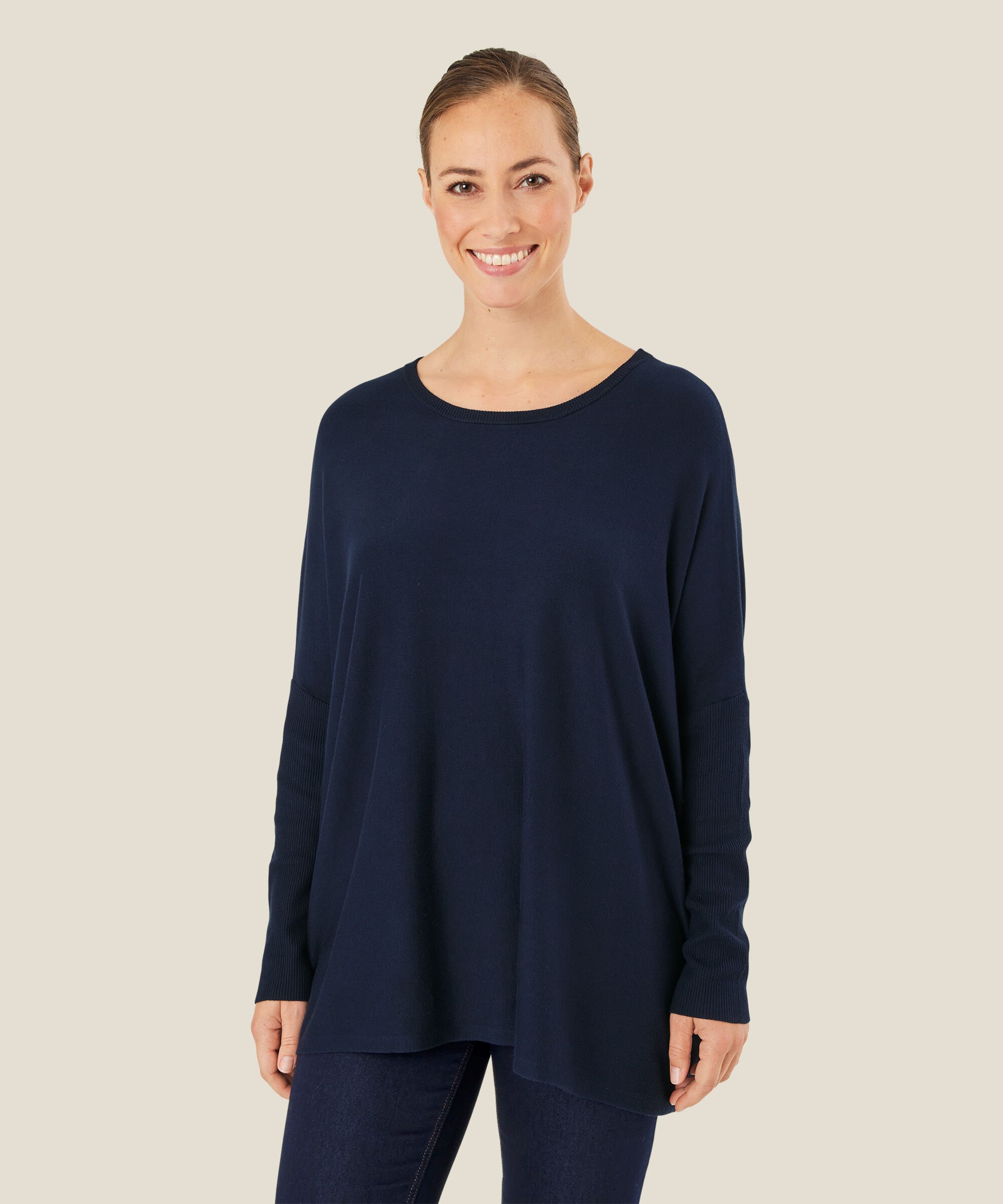 Oversize-pullover Mit Schmalen Ärmeln, Navy