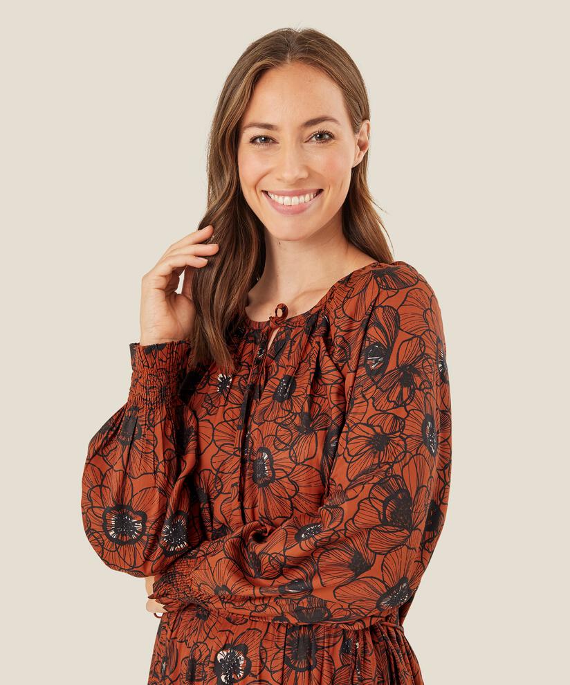 Geblümtes Viskosekleid mit Spitzendetails, Picante