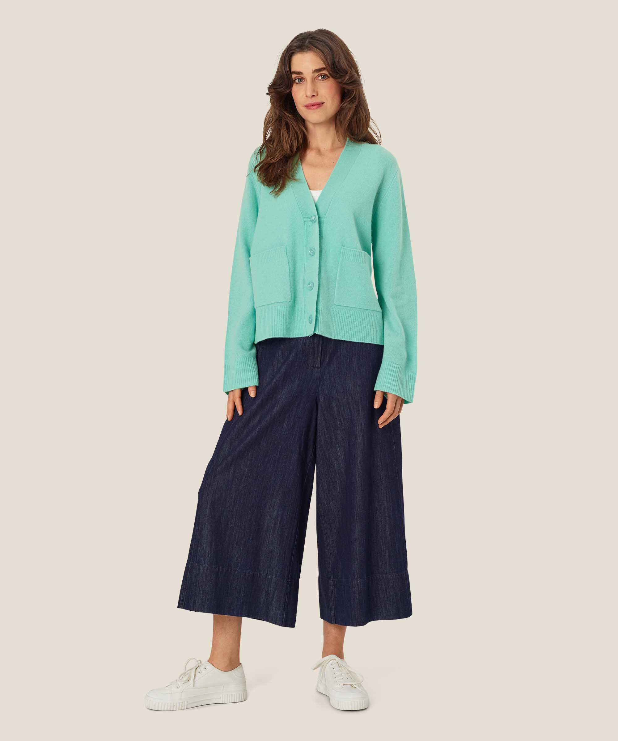 weicher Woll-Cardigan mit Fronttaschen, P. Turquoise