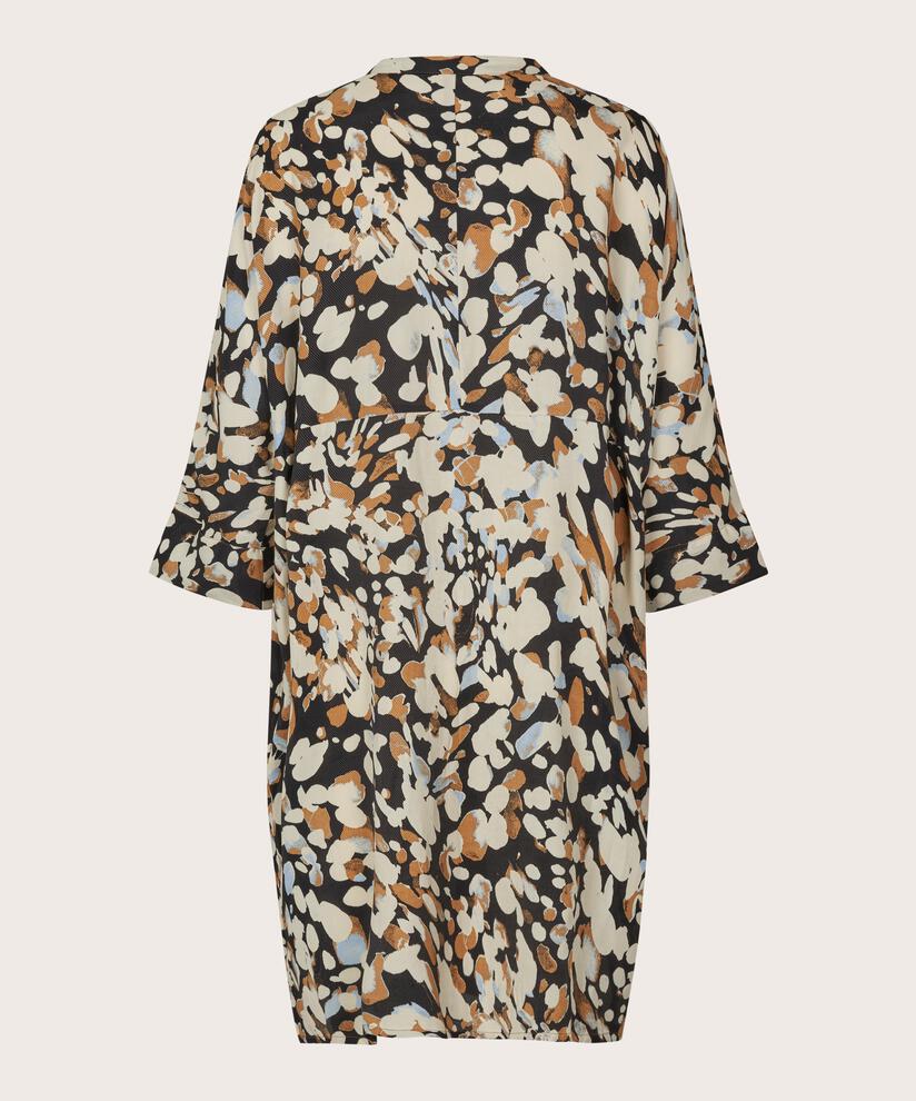 Gemustertes Hemdblusenkleid Aus Viskose, Chipmunk