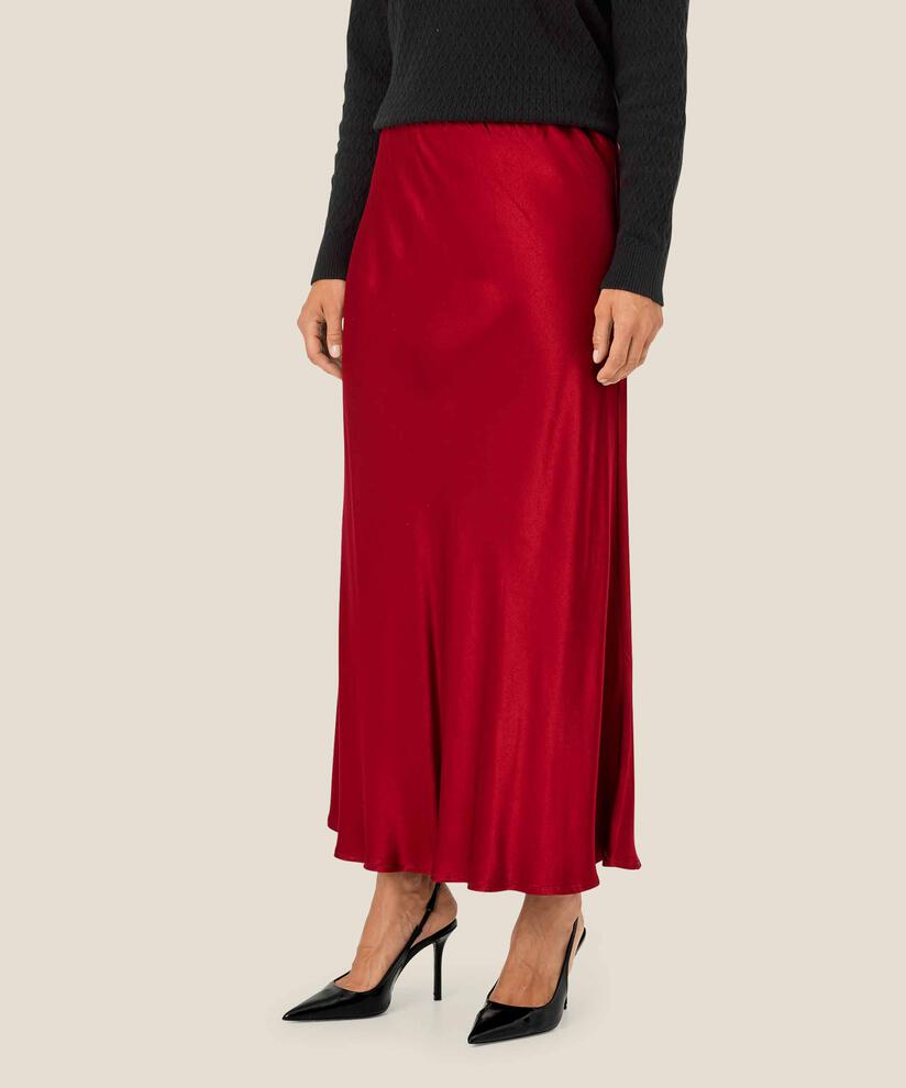Satinrock mit schmalem Gummizug in der Taille, Red Dahlia