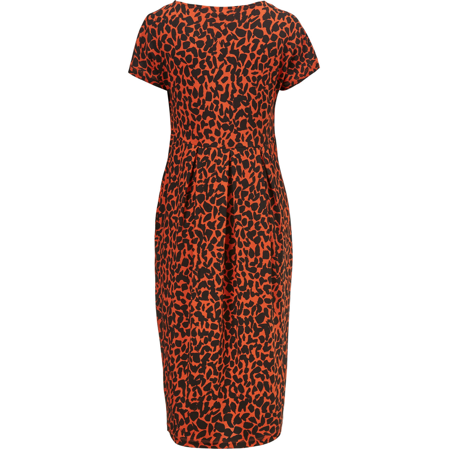 Bedrucktes Tulpenkleid Mit Eingrifftaschen, Burnt Ochre