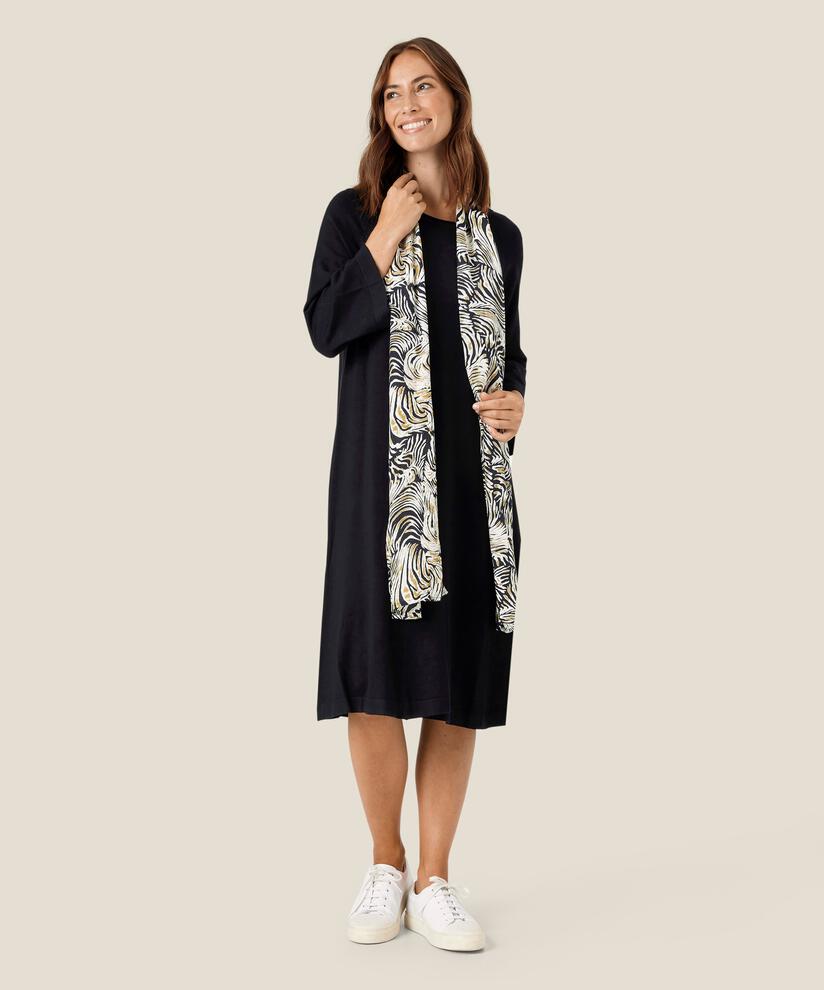 Feinstrickkleid mit 3/4 Ärmeln, Black