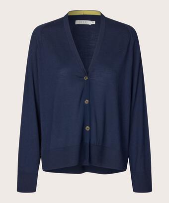 klassischer Cardigan aus Merinowolle, Navy Blazer