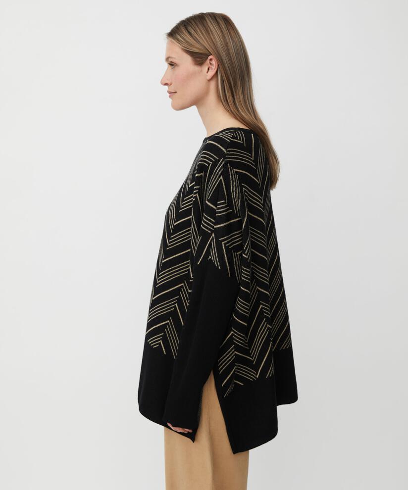 Oversize-Strickpullover mit Glitzerfaden, Black