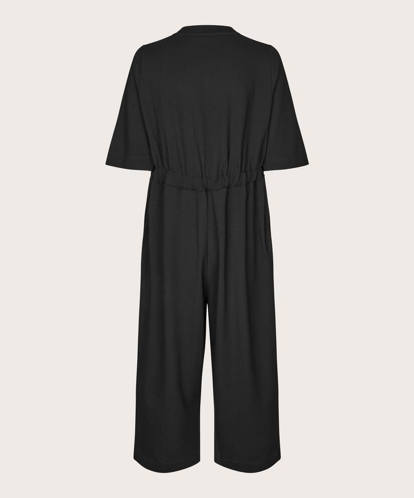 Jumpsuit aus Jersey mit Reißverschluss und weiten Beinen, Black