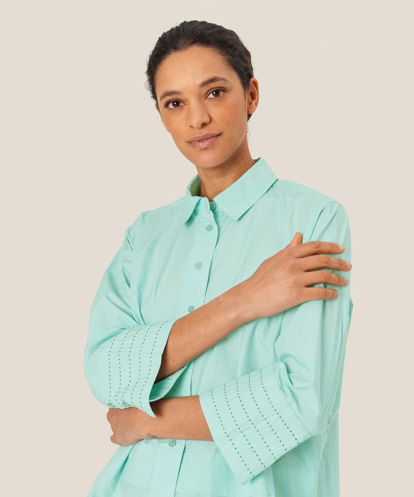 Baumwollshirt mit Kontrastnähten an den Ärmeln, P. Turquoise