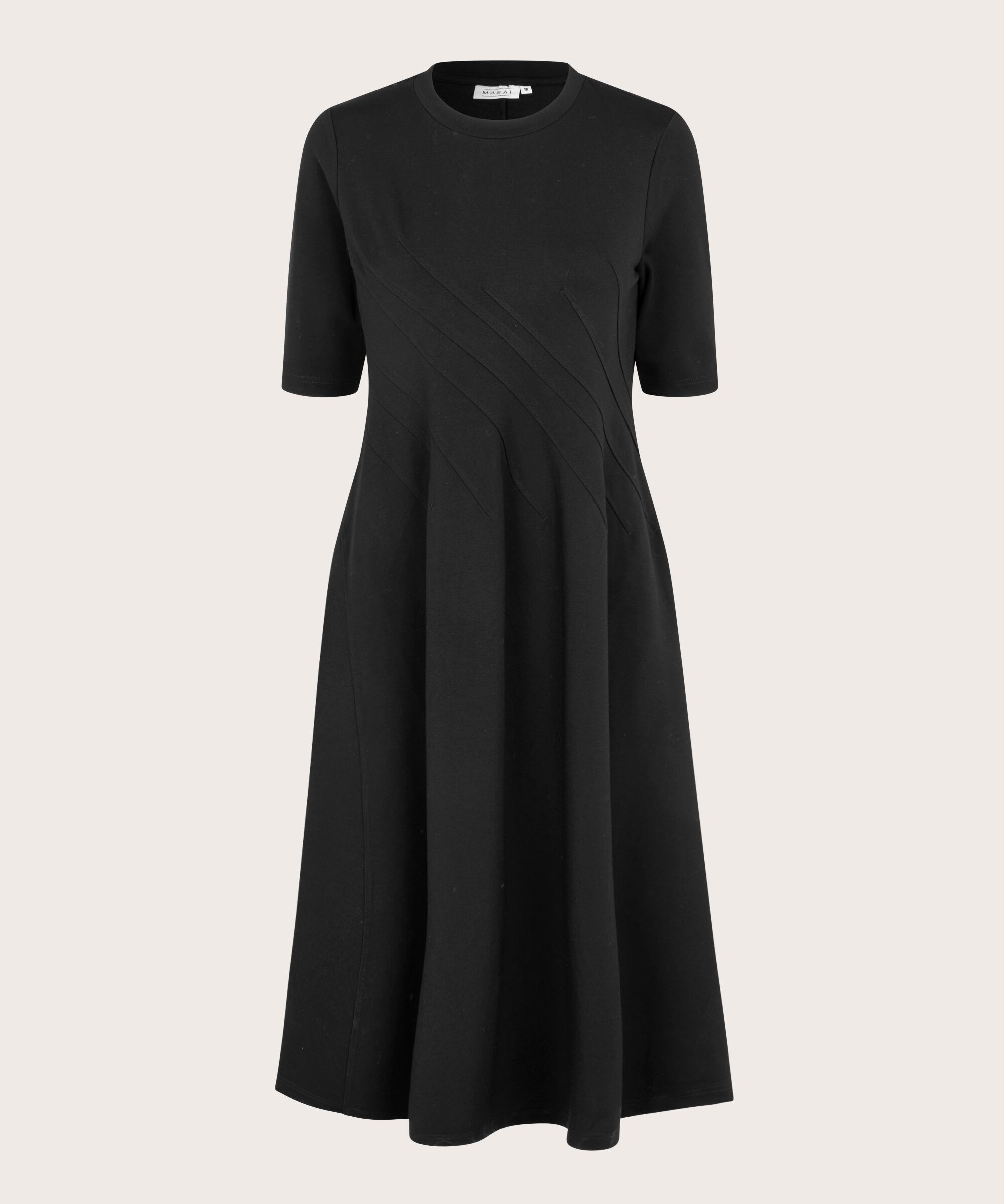 Jerseykleid mit Ziernähten, Black