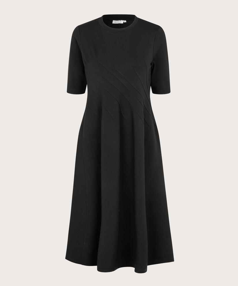 Jerseykleid mit Ziernähten, Black