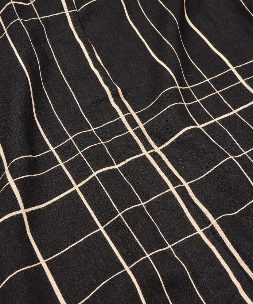 Hemdblusenkleid aus bedrucktem Leinenmix, Black