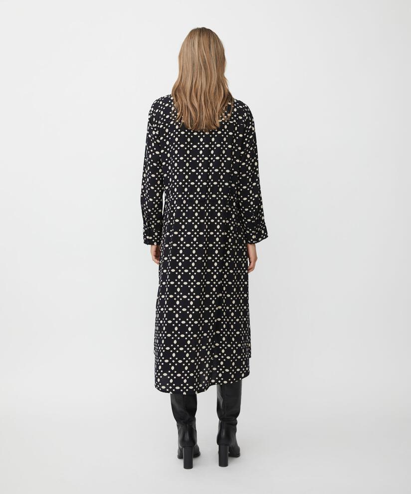 Durchgeknöpftes Viskosekleid mit Bindebändern, Black