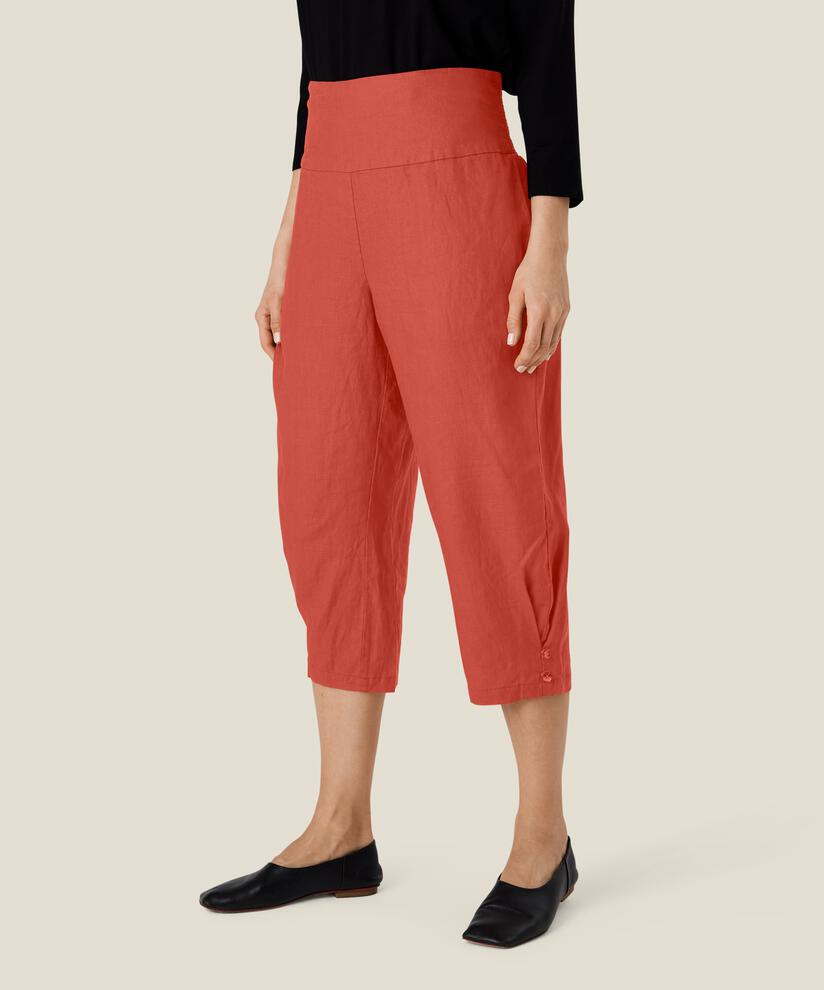 Leinenhose mit breitem, gesmoktem Gummizug hinten, Tandoori