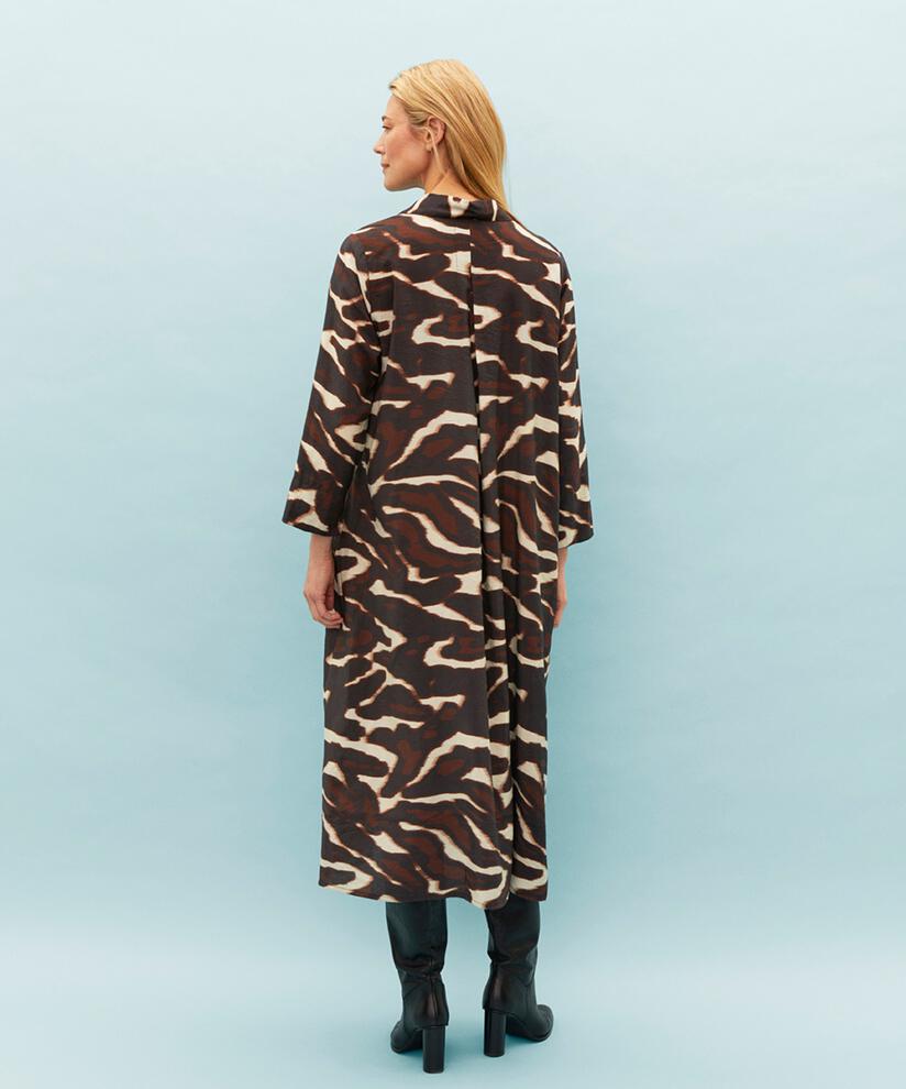 Kleid aus Viskose mit Knöpfen und Kragen, Coffee Bean
