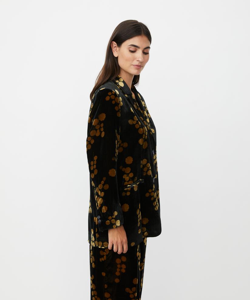 bedruckter Veloursblazer mit Knopfverschluss, Rubber