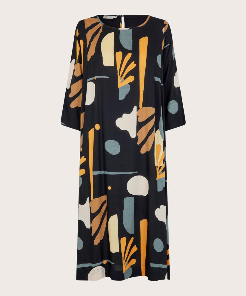 Kleid Aus Viskose Mit Knopf Am Hals, Butterscotch