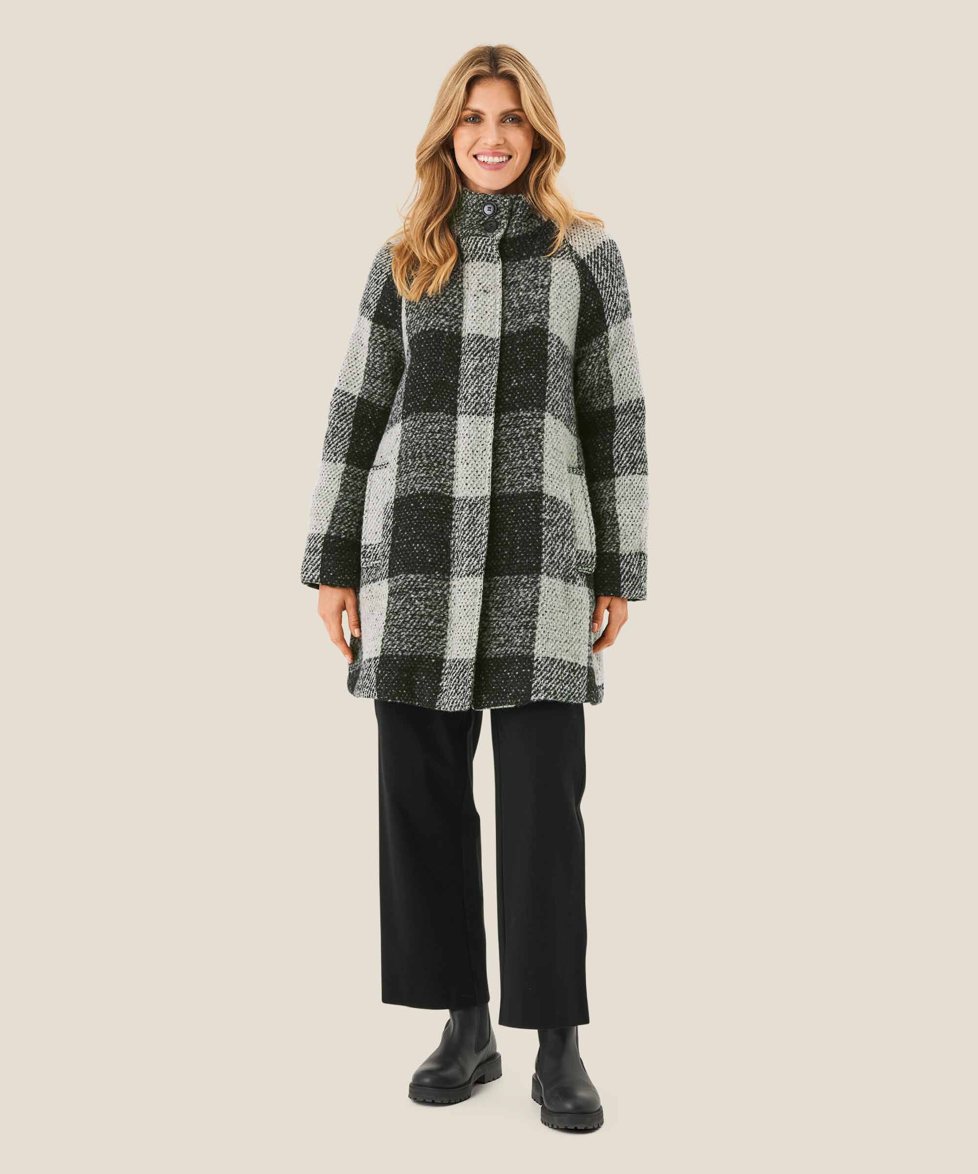 Mantel aus Wollmischung, Black