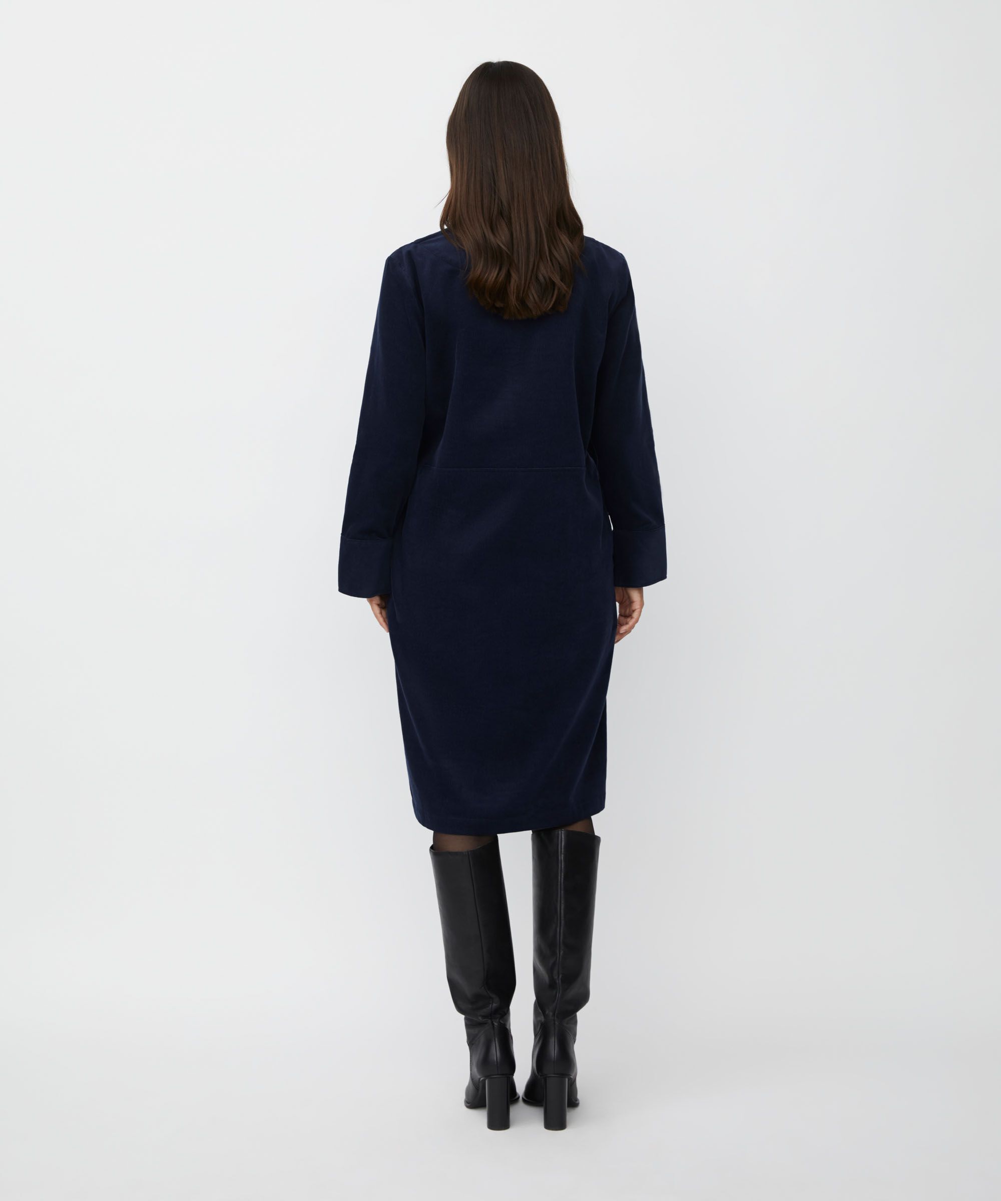 Samtkleid mit Reißverschluss am Hals, Navy Blazer