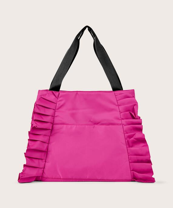 Nylontasche mit Rüschen an der Seite, Fuchsia Red