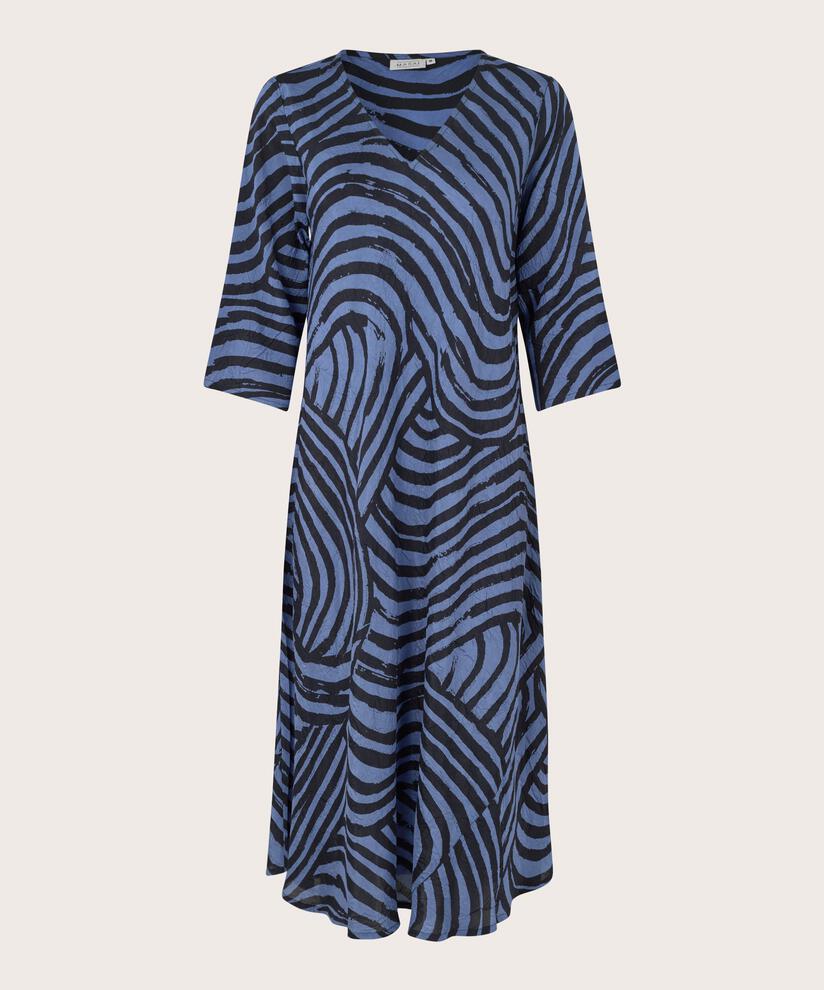 bedrucktes Viskosekleid mit V-Ausschnitt, Bijou Blue
