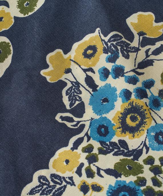 Bedrucktes Viskose-top Mit V-ausschnitt, Mood Indigo