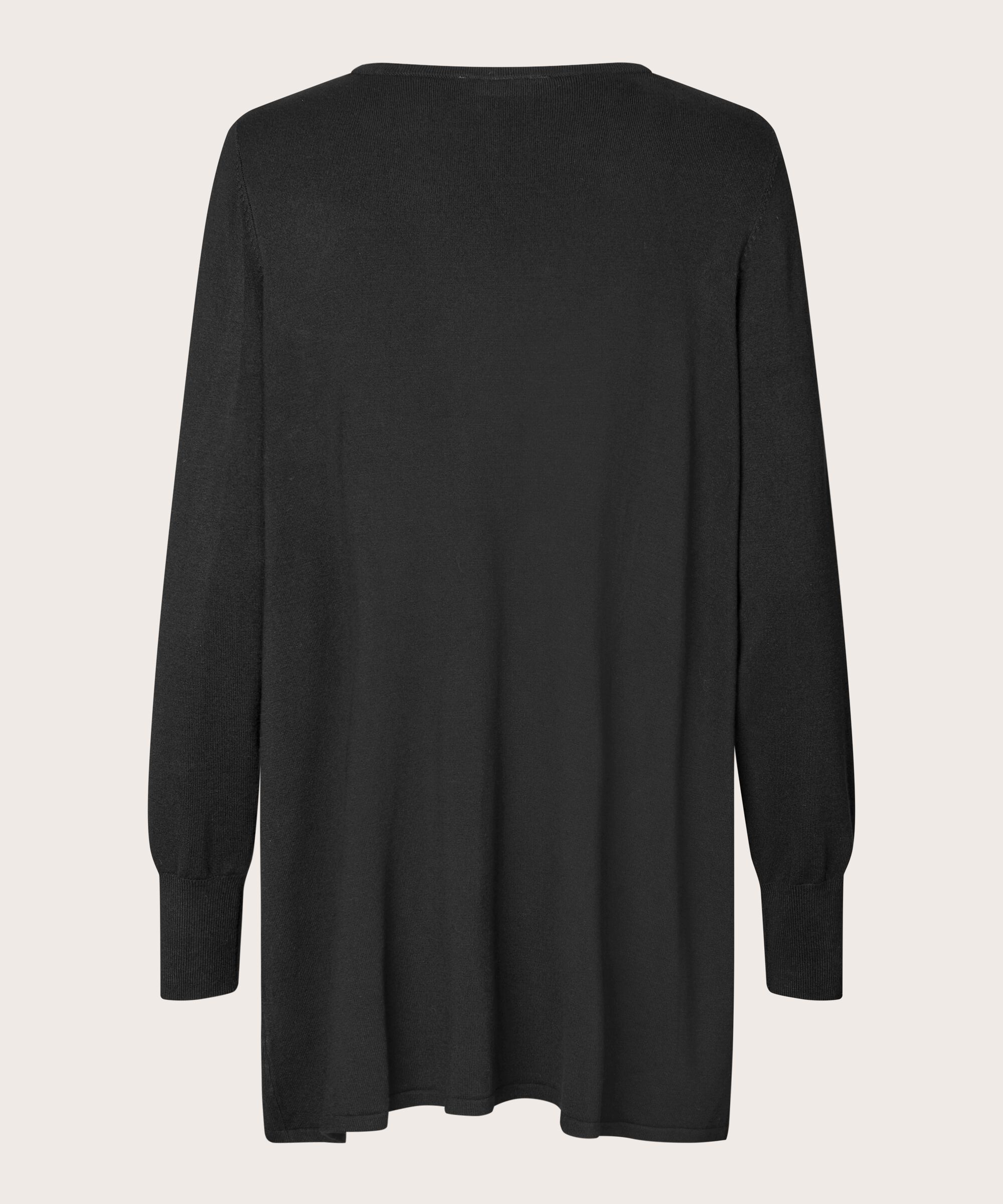 langärmliger Rundhals-Strickpullover, Black