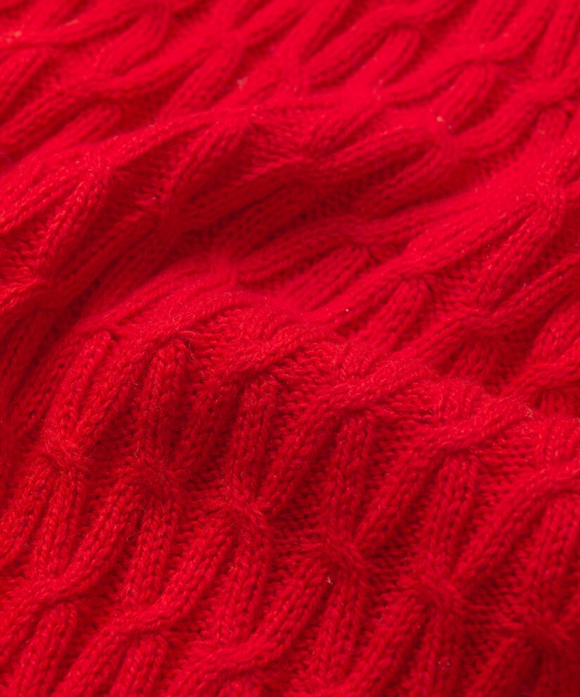 Zopfstrickpullover aus Wollmischung, Flame Scarlet