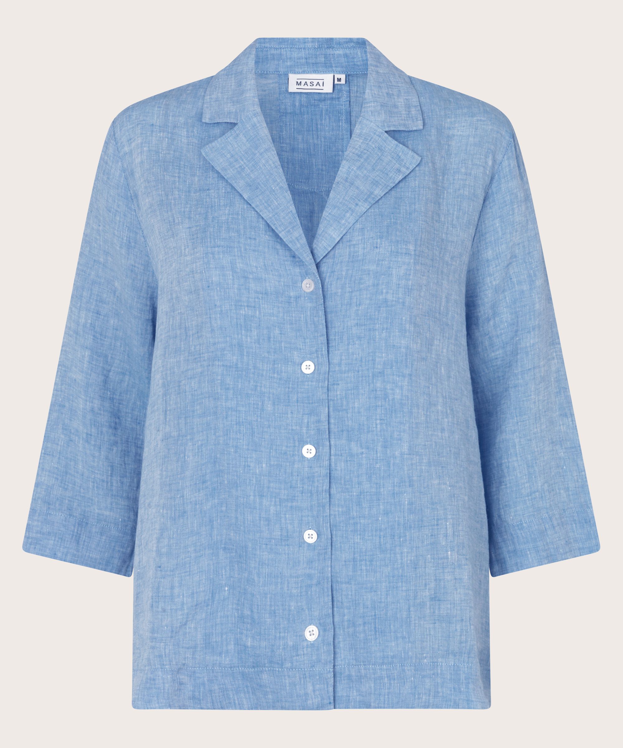 klassisches Leinenhemd mit Dreiviertelärmeln, Marina