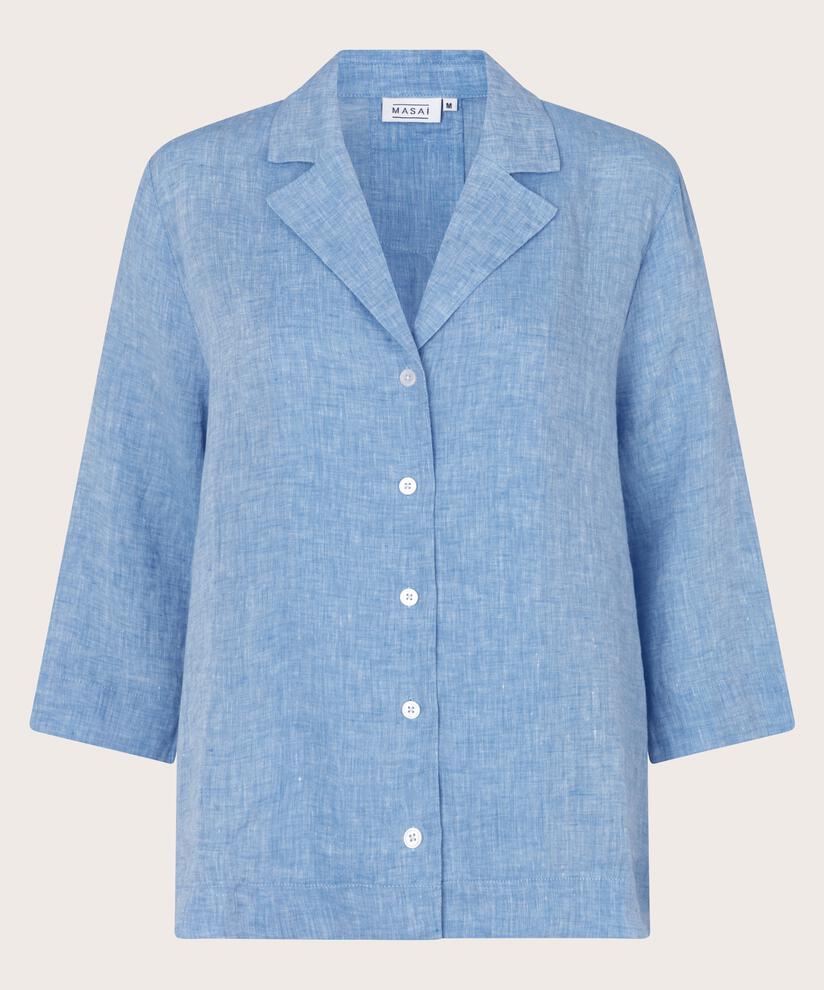 klassisches Leinenhemd mit Dreiviertelärmeln, Marina