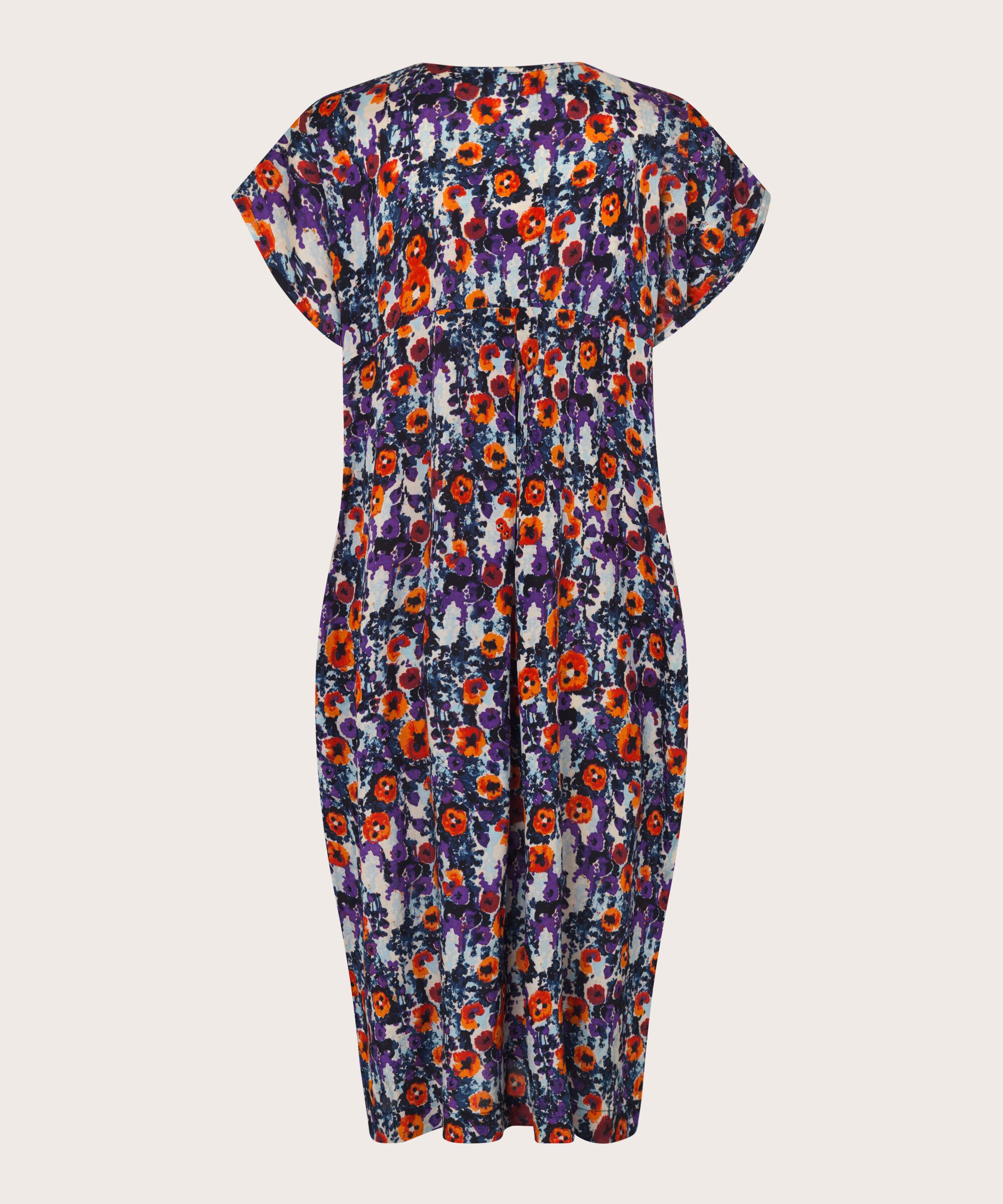 Kleid Aus Bedruckter Viskose Mit V-ausschnitt, Meadow Violet